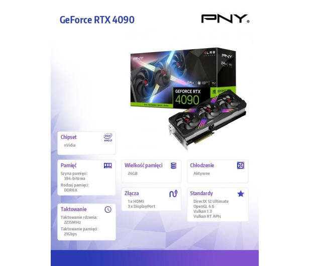 PNY GeForce RTX 4090 24GB XL R8 GAMING VERTO EDITION VCG409024TFXXPB1 - 1190538 - zdjęcie 14